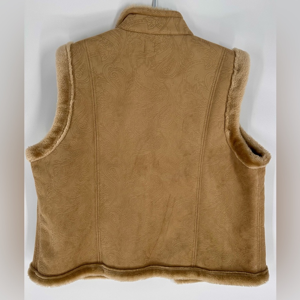 Valerie Stevens Size XL Faux Fur Lined Vest Khaki - Picture 5 of 5